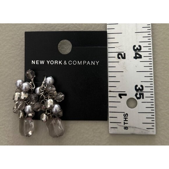 New York & Co Silver Bead Dangle Earrings  + WHBM Blue Crystal Cluster Earrings - Picture 6 of 6